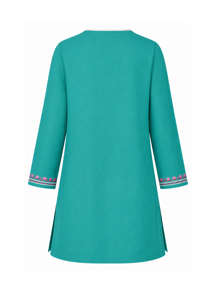 Noor : Aari embroidery summer kurti | Ocean Teal